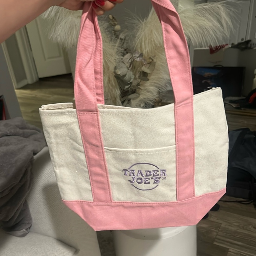Trader Joe’s Pink Canvas Tote Bag (blue and purple also available)